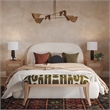 Arielle Olive & White Embroidered Cotton Bench