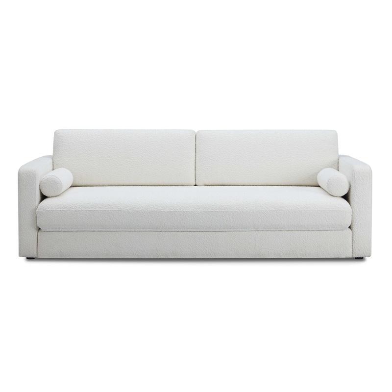 TOV Furniture Ryan Boucle Fabric Upholstered Sofa Bed in Cream