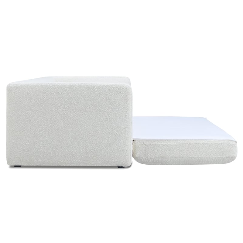 TOV Furniture Ryan Boucle Fabric Upholstered Sofa Bed in Cream