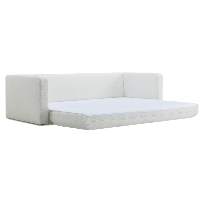 TOV Furniture Ryan Boucle Fabric Upholstered Sofa Bed in Cream