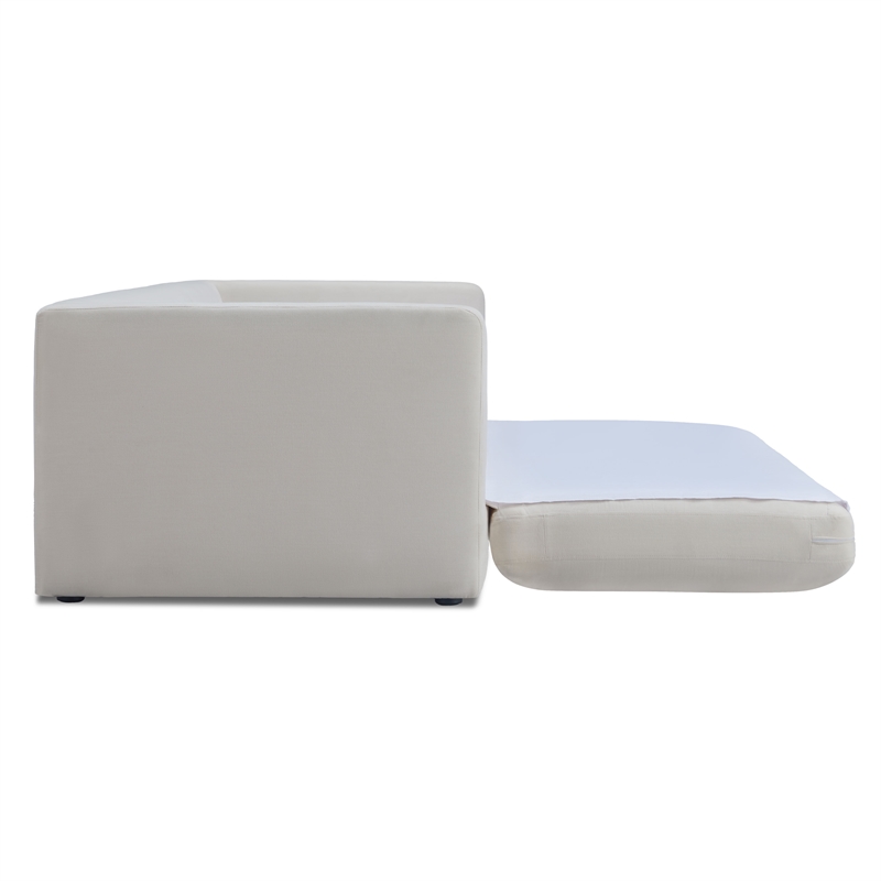 TOV Furniture Ryan Upcycled Linen Upholstered Sofa Bed in Cream