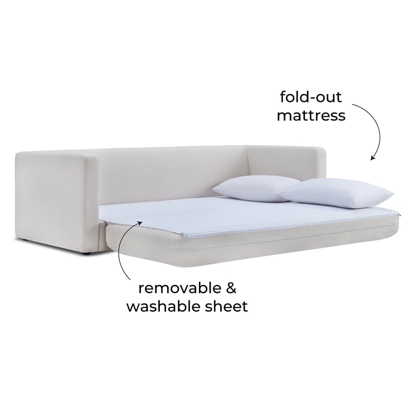 TOV Furniture Ryan Upcycled Linen Upholstered Sofa Bed in Cream