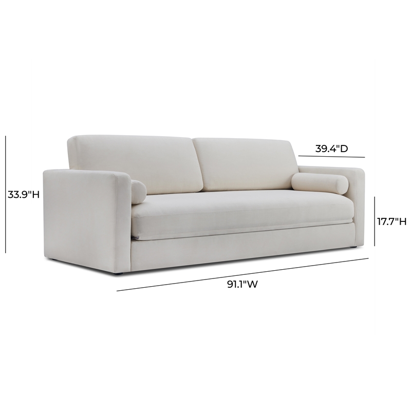 TOV Furniture Ryan Upcycled Linen Upholstered Sofa Bed in Cream