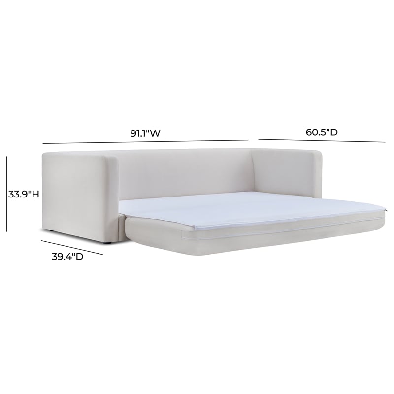 TOV Furniture Ryan Upcycled Linen Upholstered Sofa Bed in Cream