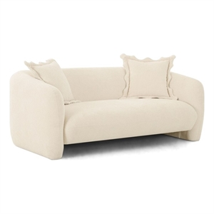 Lou Sandstone Textured Fabric Loveseat