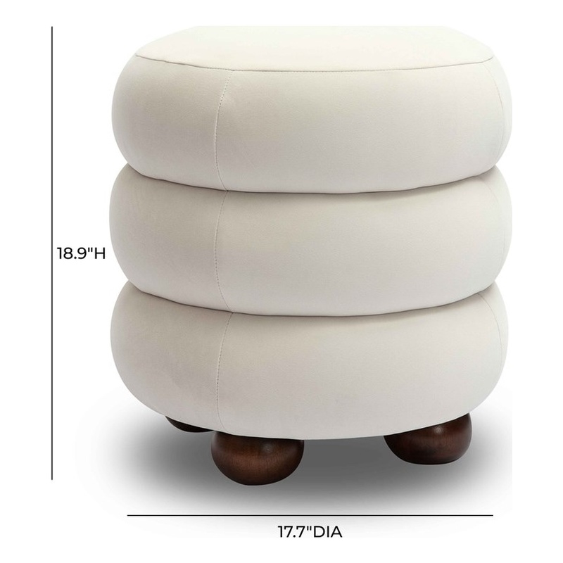 Stefanie Cream Velvet Ottoman