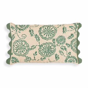 Portia Aqua Embroidered Cotton Flex 20&quot x 12&quot Accent Cushion