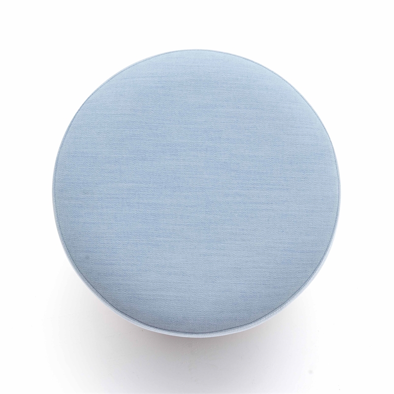 Dex Faded Blue Upcycled Fabric Ottoman