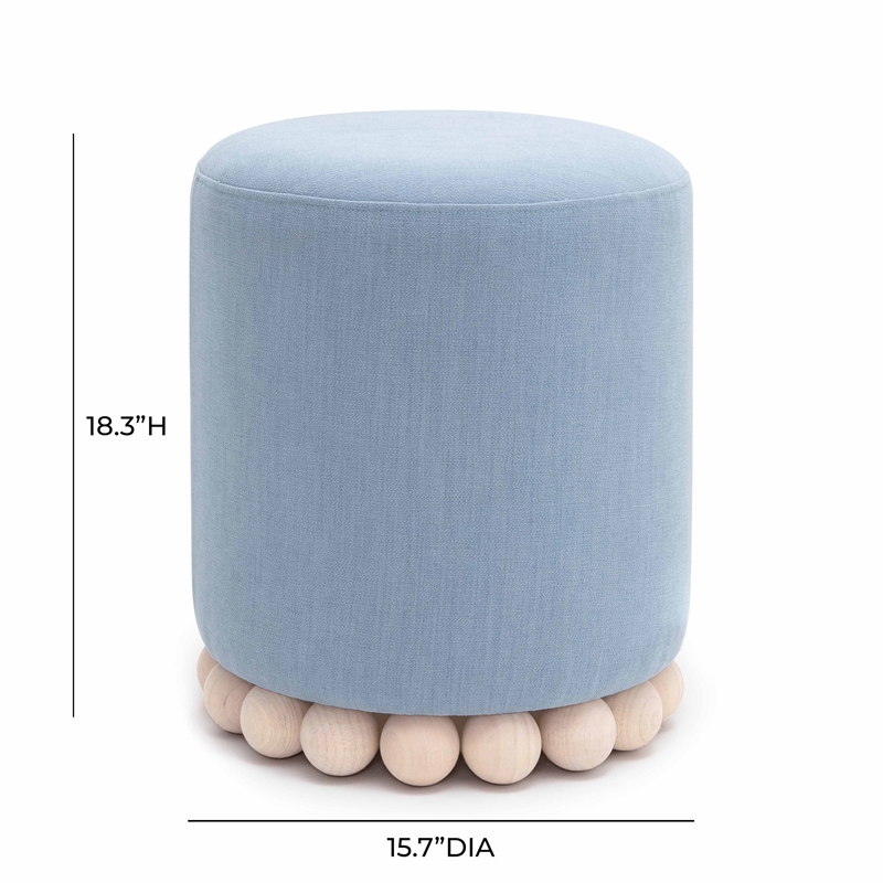 Dex Faded Blue Upcycled Fabric Ottoman