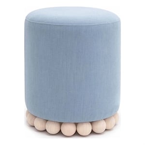 Dex Faded Blue Upcycled Fabric Ottoman