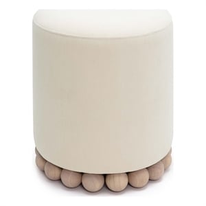 Dex Cream Upcycled Fabric Ottoman