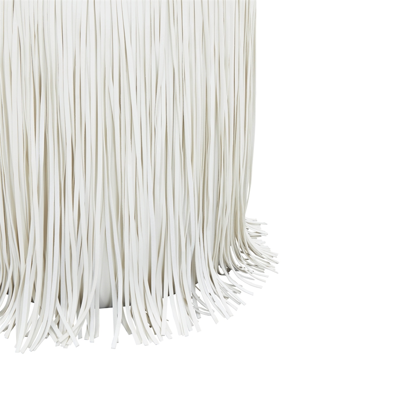 Shag Me Ivory Performance Vegan Leather Ottoman