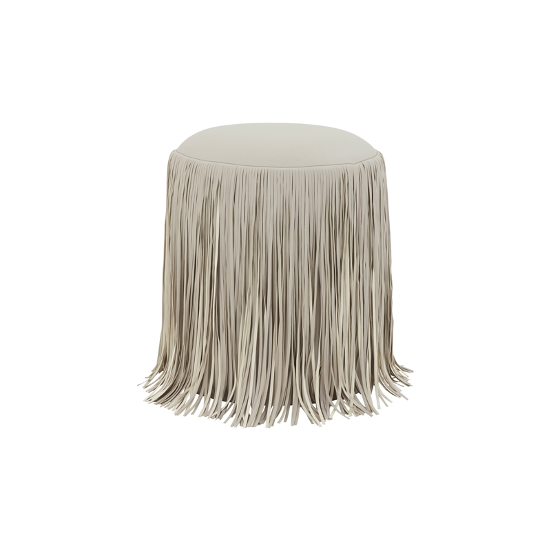 Shag Me Gray Performance Vegan Leather Ottoman