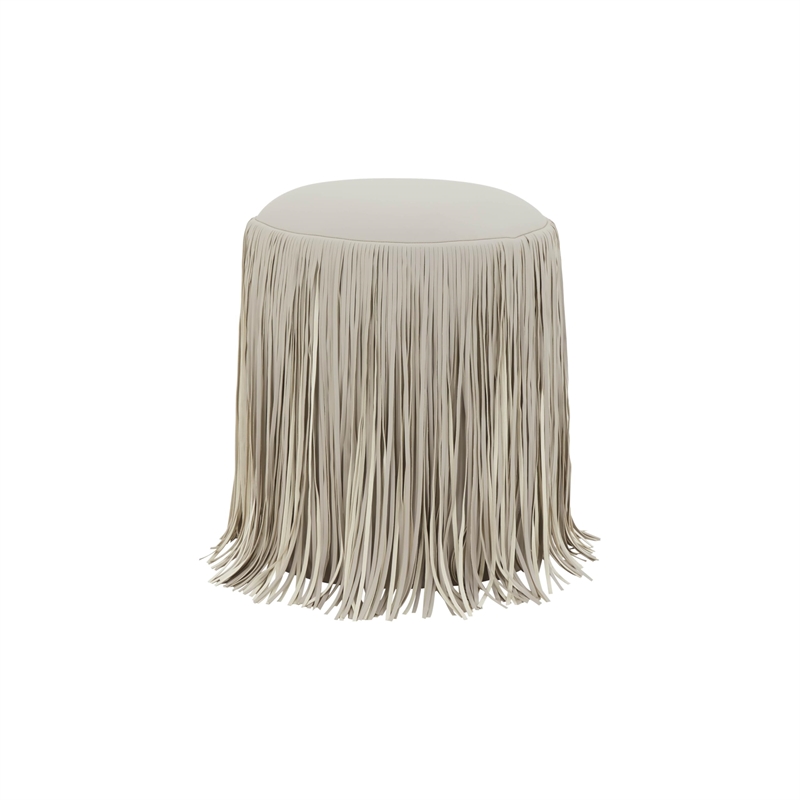 Shag Me Gray Performance Vegan Leather Ottoman
