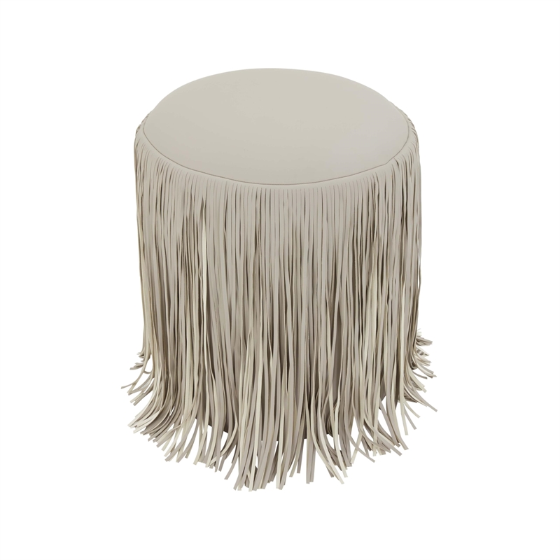 Shag Me Gray Performance Vegan Leather Ottoman