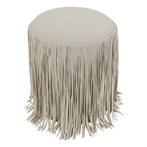 Shag Me Gray Performance Vegan Leather Ottoman