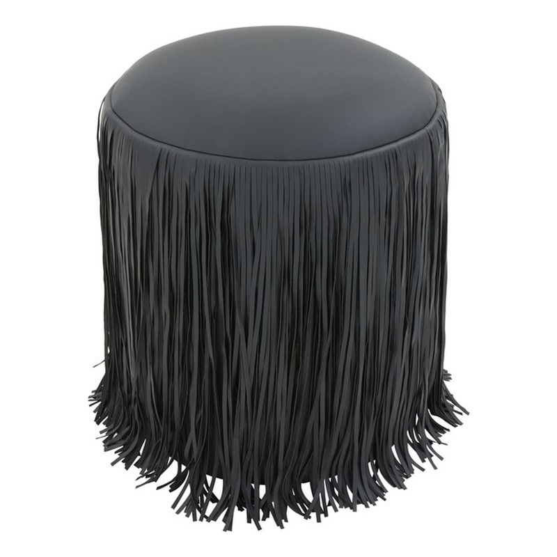 Shag Me Black Performance Vegan Leather Ottoman