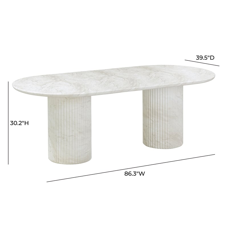Brut White Marble Pattern Indoor/Outdoor Dining Table
