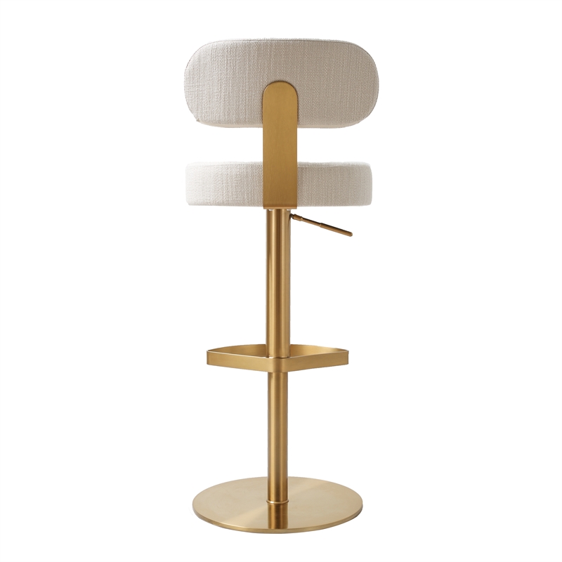 Primrose Cream Textured Performance Fabric Adjustable Stool