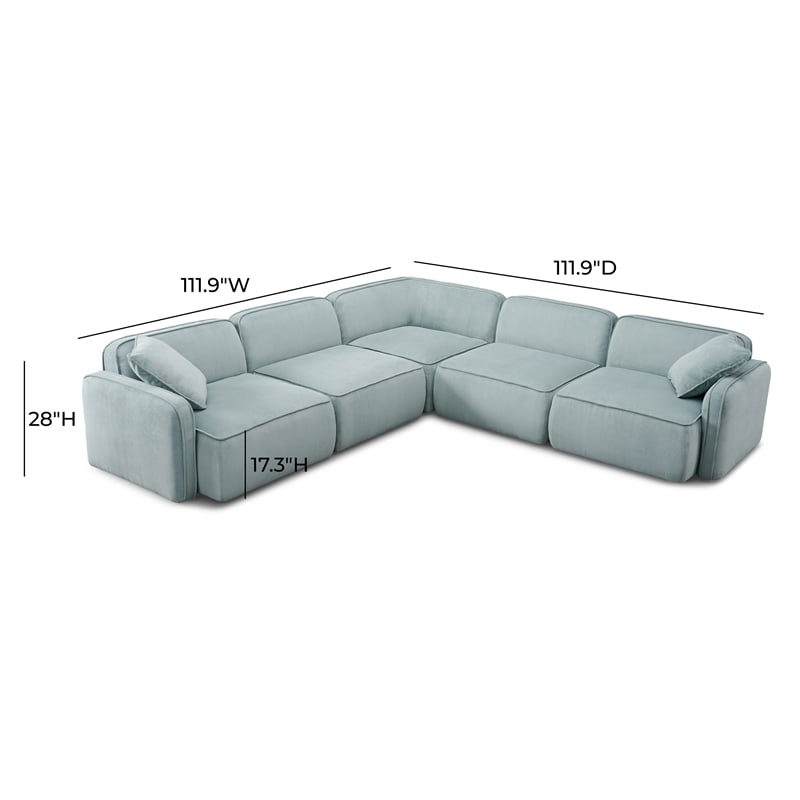 Travie Seafoam Performance Corduroy Velvet Modular L-Sectional