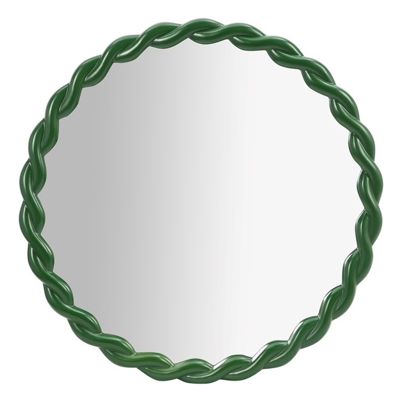 Agnes Forest Green Glossy Round Mirror