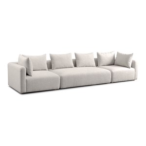 Hangover Cream Heavy Textured Fabric 145&quot Long Sofa