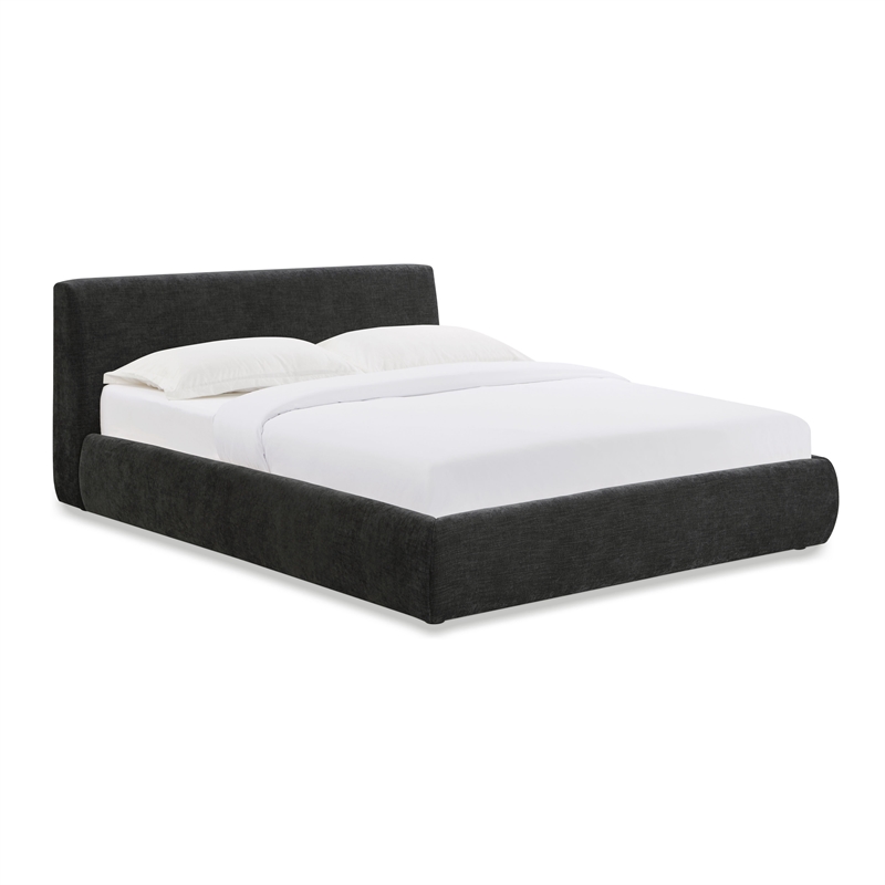Isla Charcoal Textured Velvet Queen Bed
