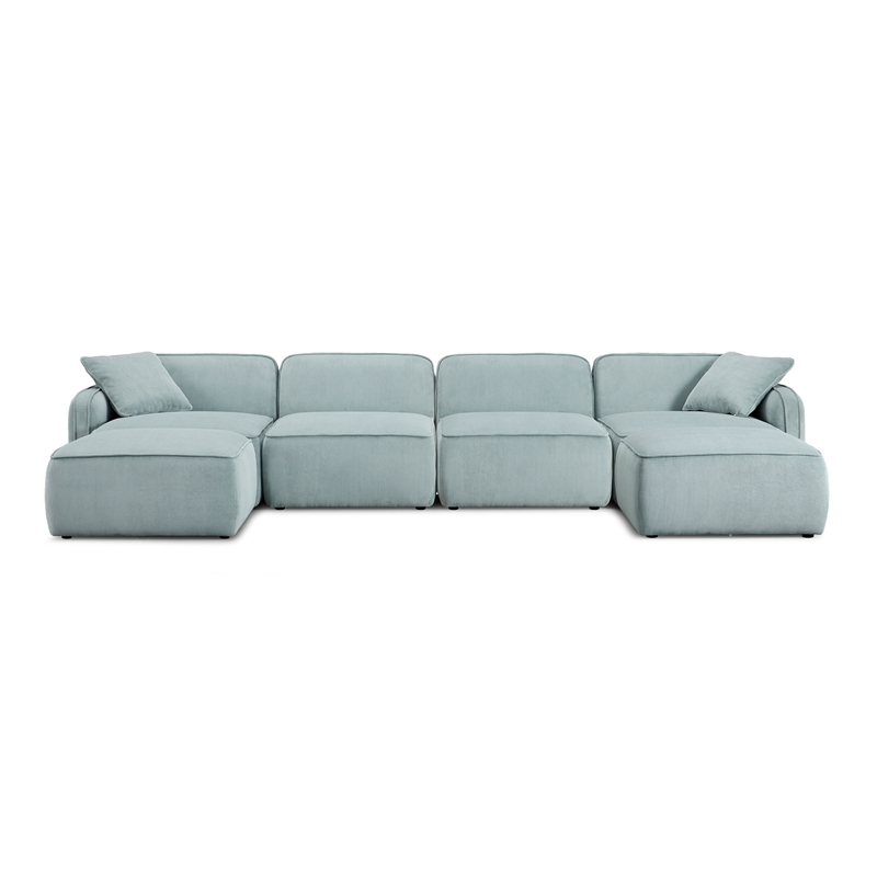 Travie Seafoam Performance Corduroy Velvet 6-Piece Modular U-Sectional