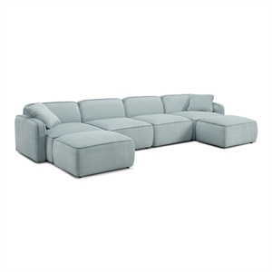 Travie Seafoam Performance Corduroy Velvet 6-Piece Modular U-Sectional