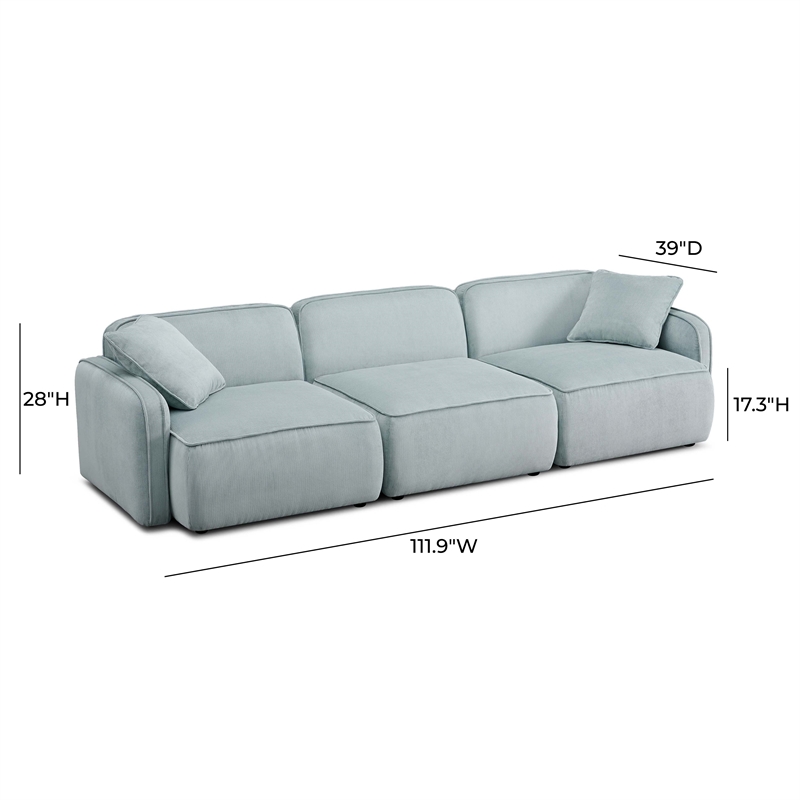 Travie Seafoam Performance Corduroy Velvet Modular Sofa