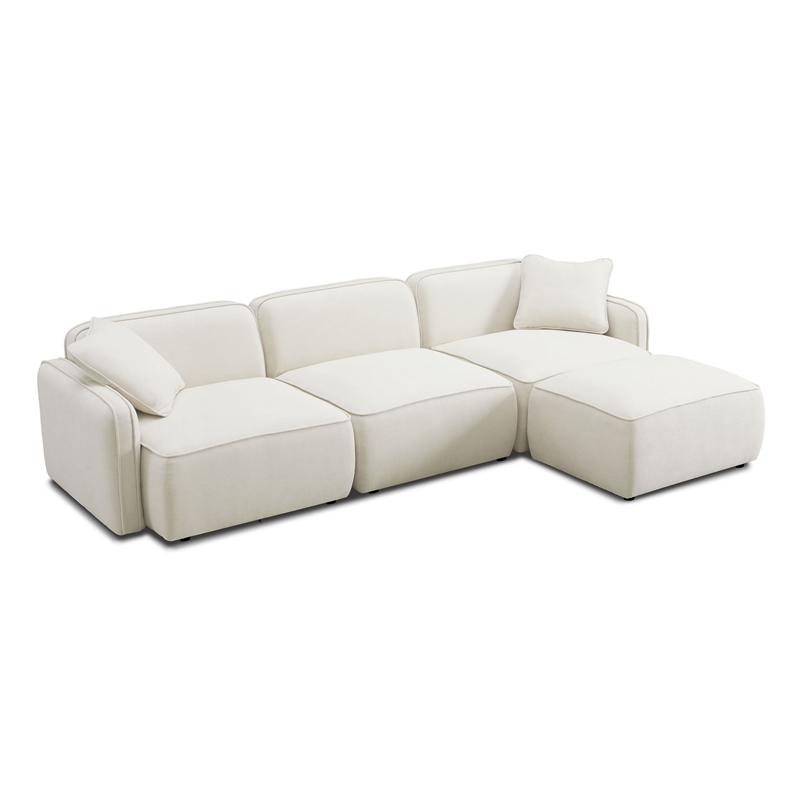 Travie Sand Upcycled Linen 4-Piece Modular Sectional