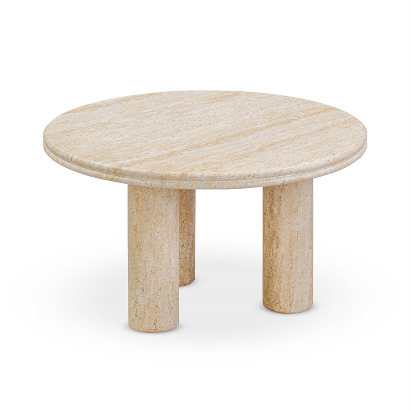 Amora Faux Travertine Indoor/Outdoor 26 inch Round Accent Table