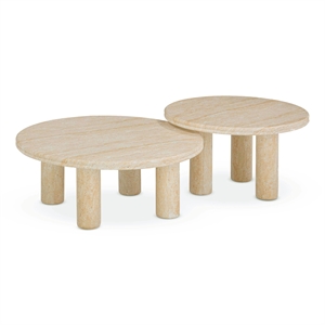 Amora Faux Travertine Indoor/Outdoor Nesting Accent Tables