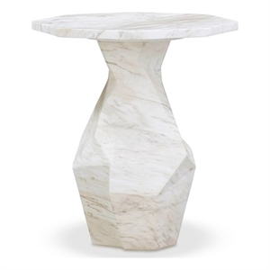 Esme White Faux Marble Round Side Table