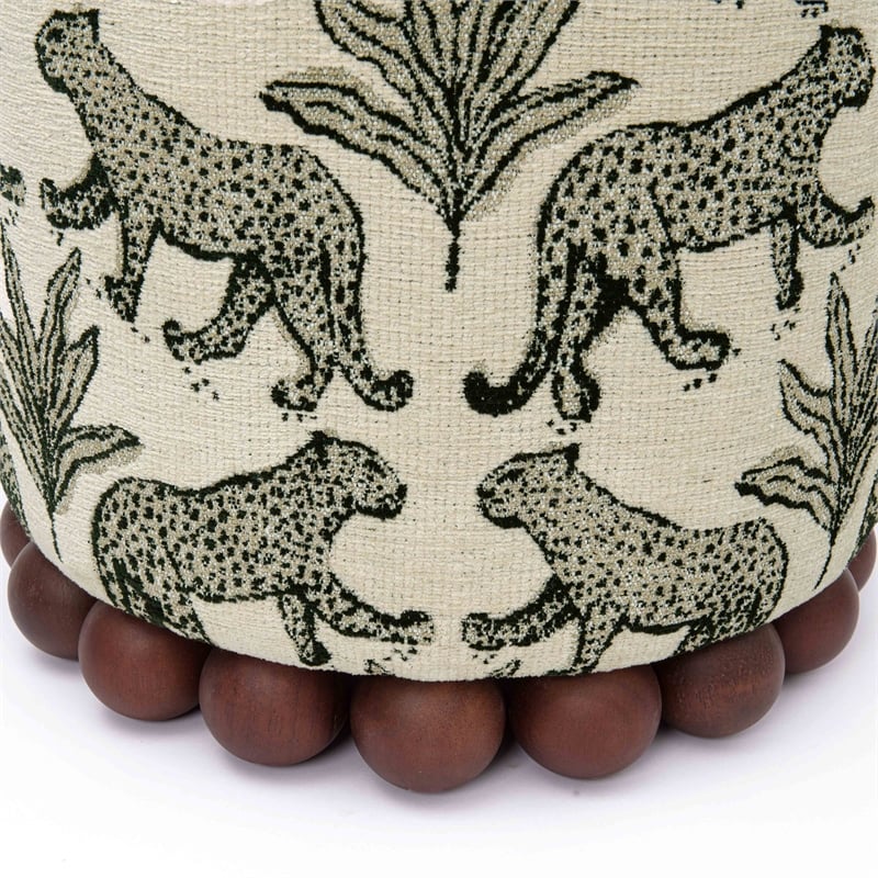 Dex Taupe Leopard Jacquard Ottoman