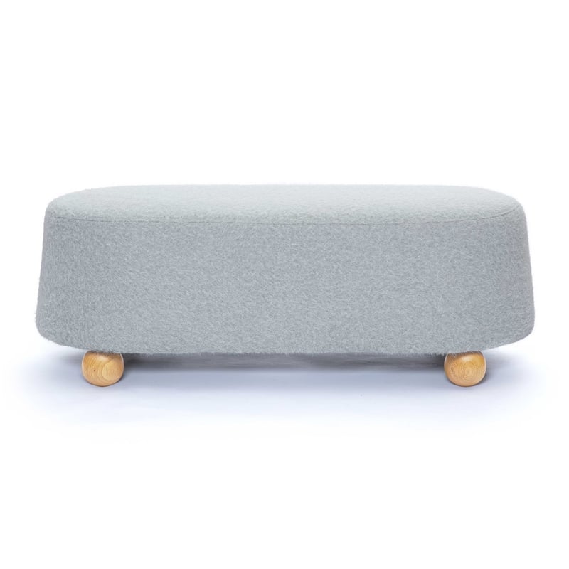 Jaine Stone Grey Loose Mohair Large Ottoman