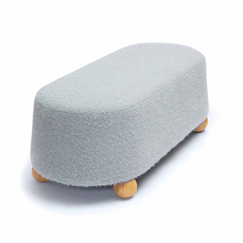 Jaine Stone Grey Loose Mohair Large Ottoman