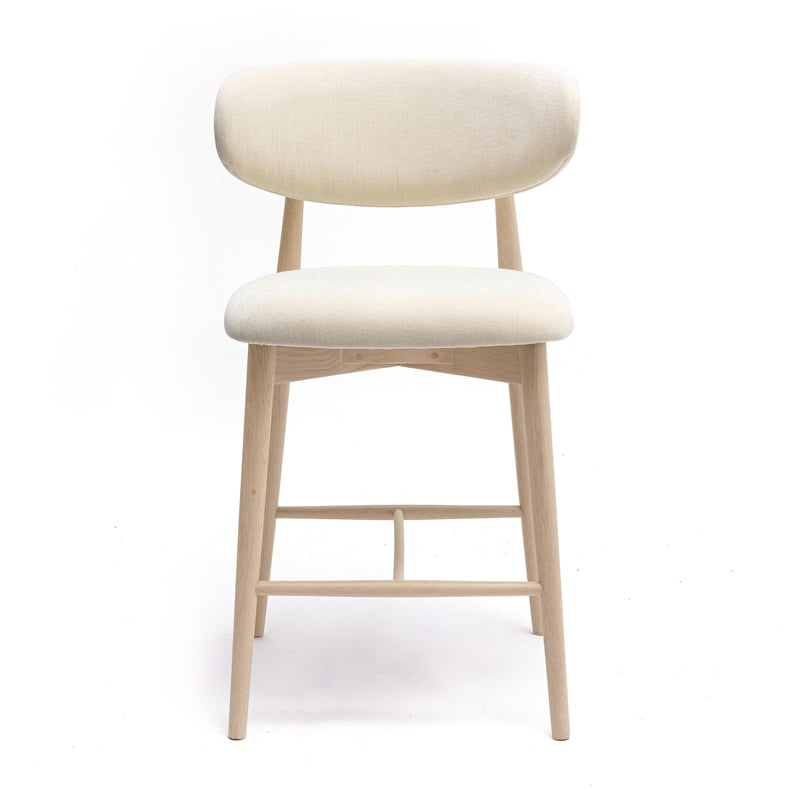 Zinea Cream Performance Textured Velvet Counter Stool