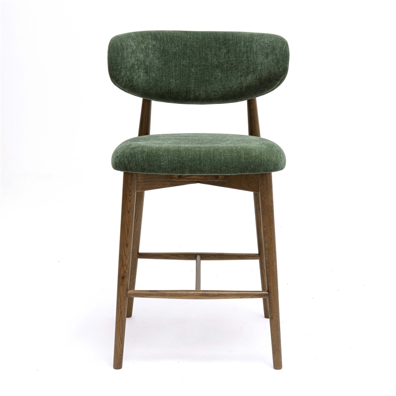 Zinea Forest Green Performance Textured Velvet Counter Stool