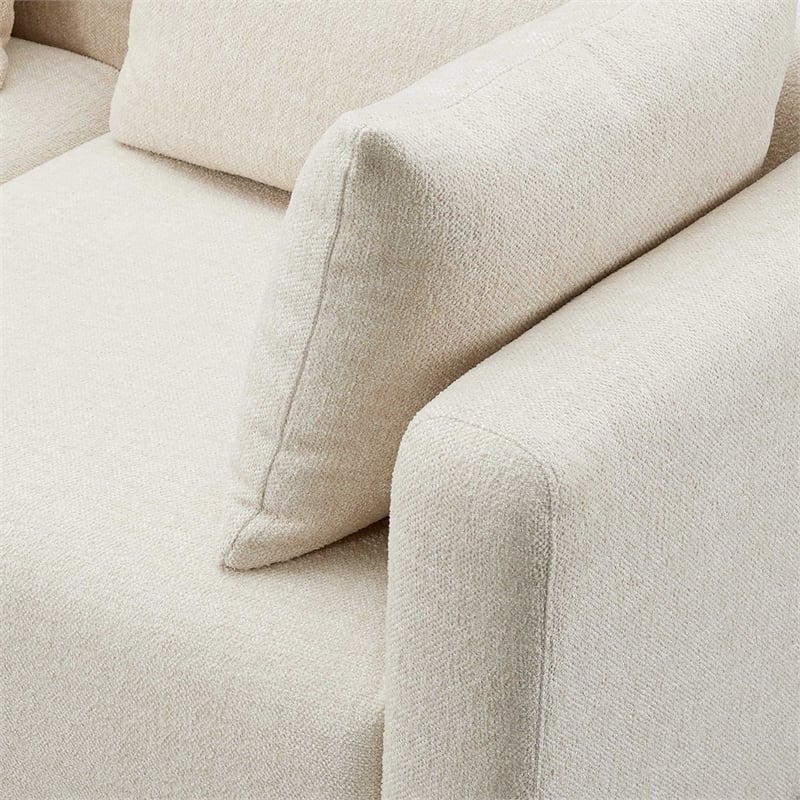 Hangover Cream Heavy Textured Fabric Modular Loveseat