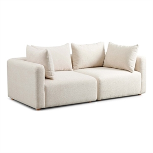 Hangover Cream Heavy Textured Fabric Modular Loveseat