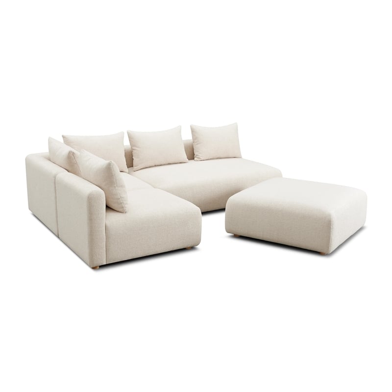 Hangover Cream Heavy Textured Fabric 4-Piece Modular Sectional