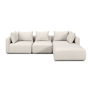 Hangover Cream Heavy Textured Fabric 4-Piece Modular Sectional