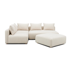 Hangover Cream Heavy Textured Fabric 4-Piece Modular Chaise Sectional