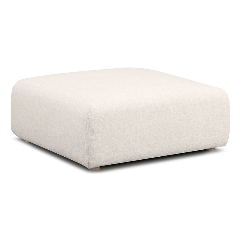 Hangover Cream Heavy Textured Fabric Ottoman