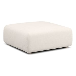 Hangover Cream Heavy Textured Fabric Ottoman