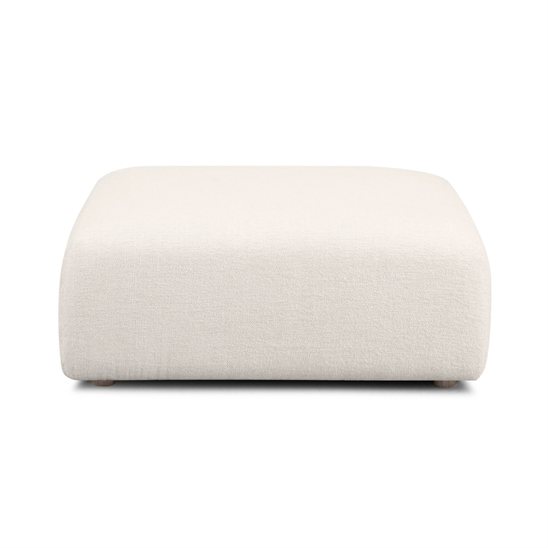 Hangover Cream Heavy Textured Fabric Ottoman