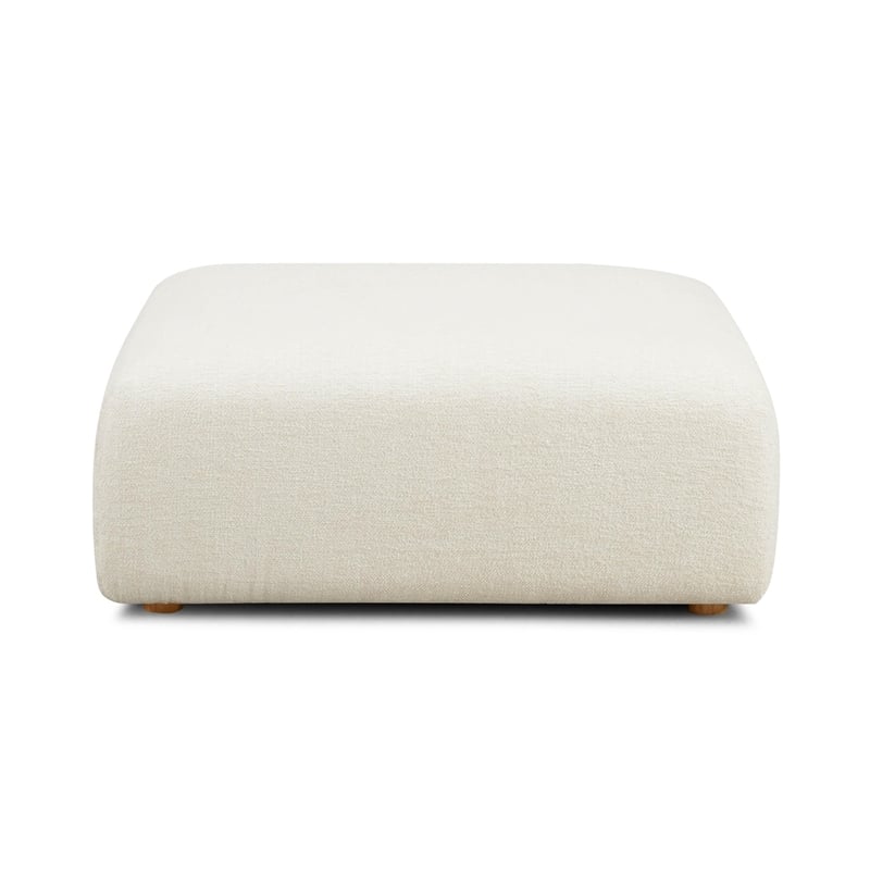 Hangover Cream Heavy Textured Fabric Ottoman