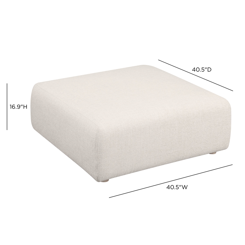 Hangover Cream Heavy Textured Fabric Ottoman