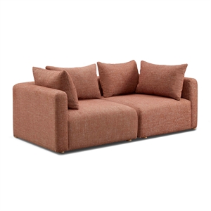 Hangover Sedona Red Textured Fabric Modular Loveseat